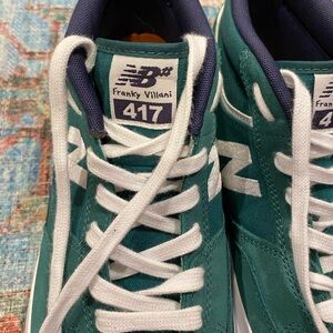 New Balance Teal and White med-tops 417 Skateboard Franky Villani sz 12